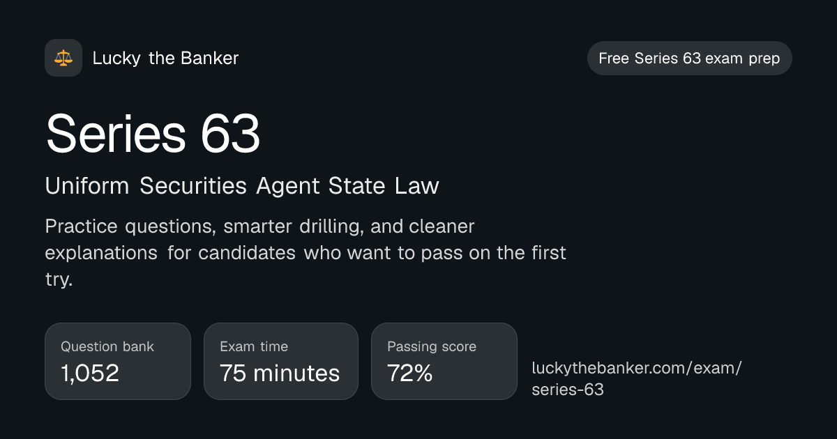 Free Series 63 Practice Test and Sample Questions | Lucky the Banker